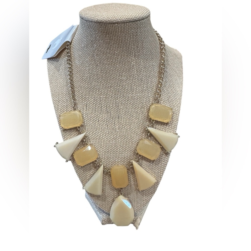 Vintage Multi Shaped Pale Yellow Stone Gold Necklace